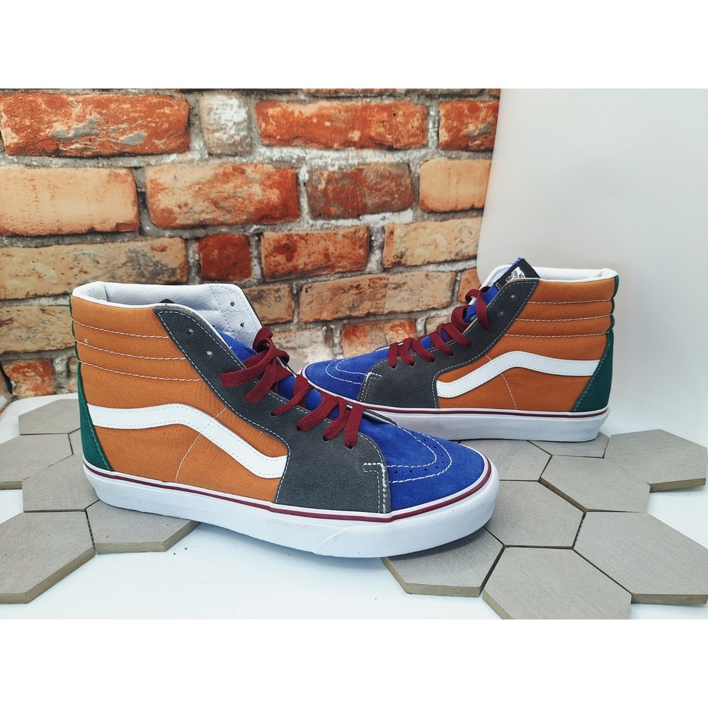 Vans Sk8-Hi Multi-Color Patchwork Blue Orange Red Men's Size 10 Retro Skate Shoe